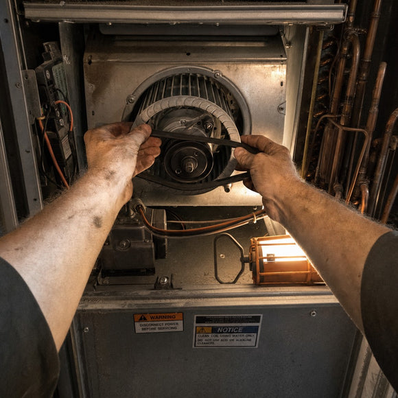 Technicians wearing SiteVue camera earbuds while working on an engine